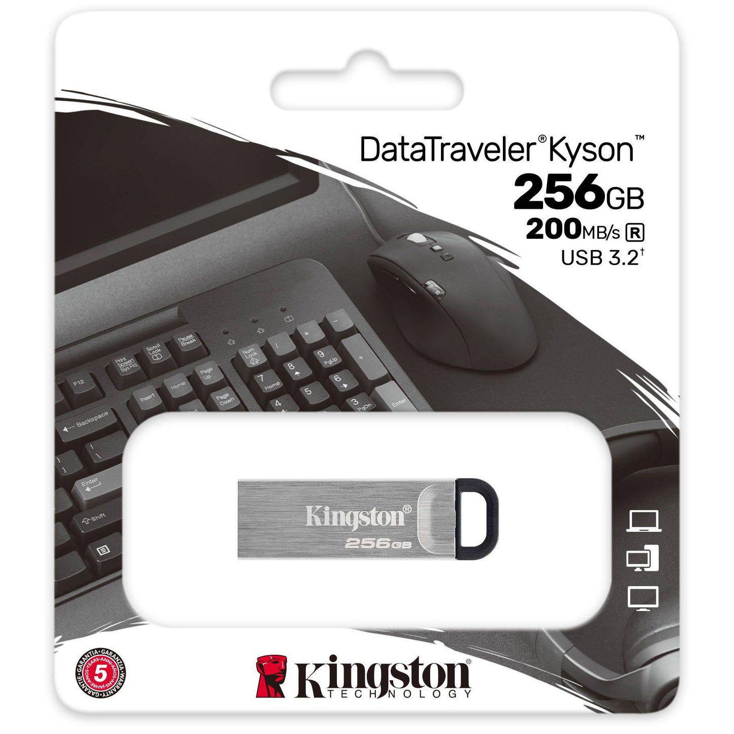 Ekstern Minne USB-A 3.2 Kingston DT Kyson, 256Gb DTKN/256GB