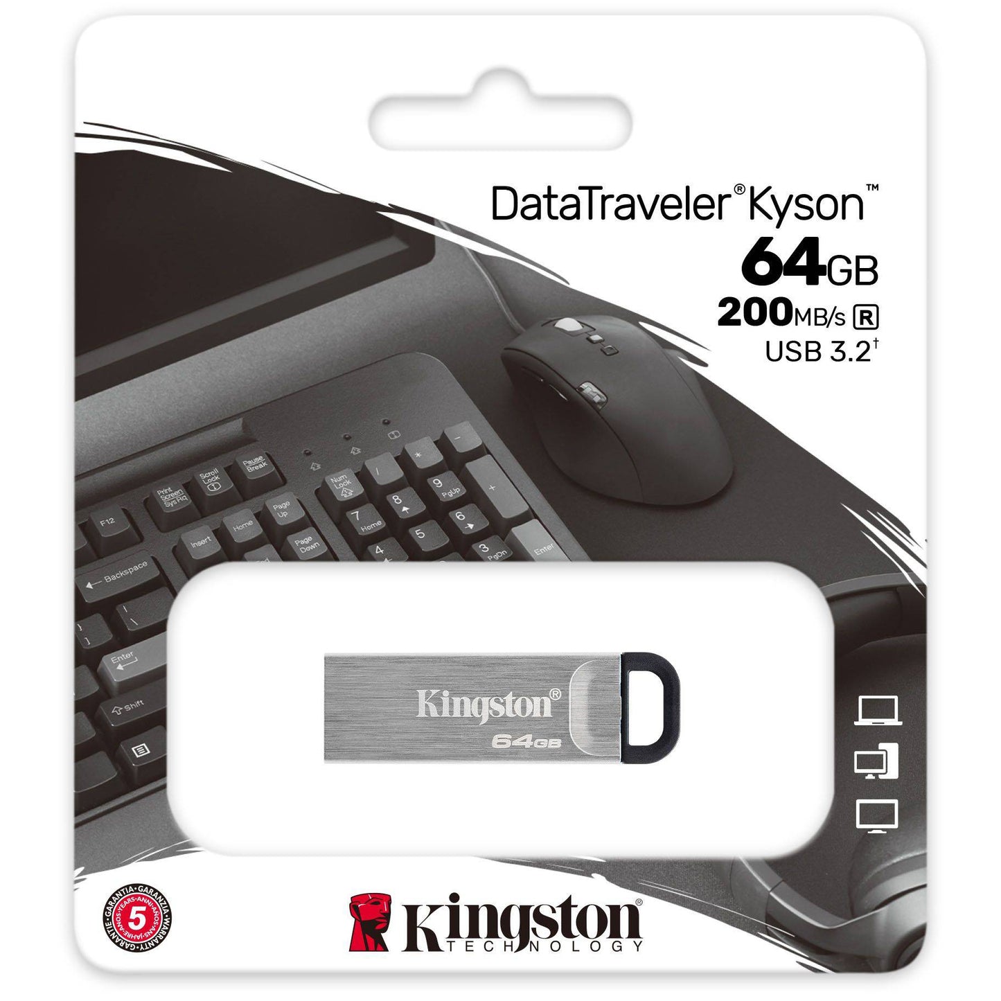 Ekstern Minne USB-A 3.2 Kingston DT Kyson, 64Gb DTKN/64GB