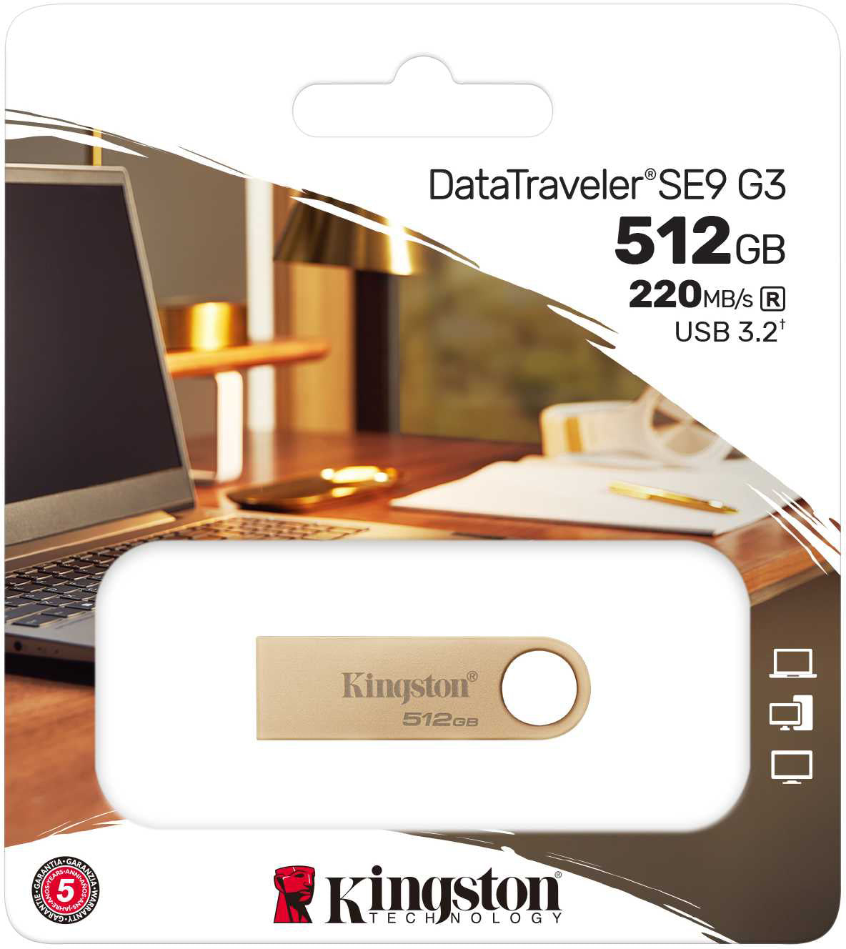 Ekstern USB-A 3.2-minne Kingston DT SE9 G3, 512Gb DTSE9G3/512GB