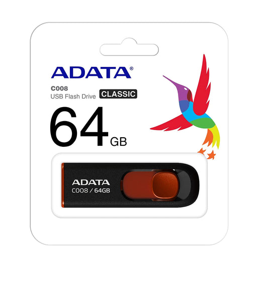 Ekstern USB-A-minne Adata C008, 64Gb AC008-64G-RKD