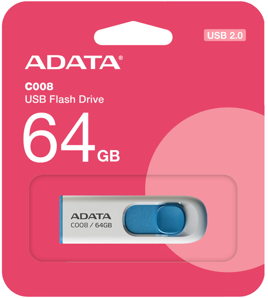 Ekstern Minne USB-A Adata C008, 64Gb AC008-64G-RWE