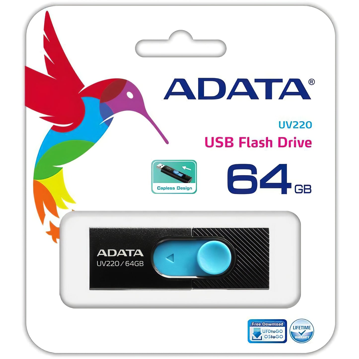 Eksternt USB-A-minne Adata UV220, 64 Gb AUV220-64G-RBKBL