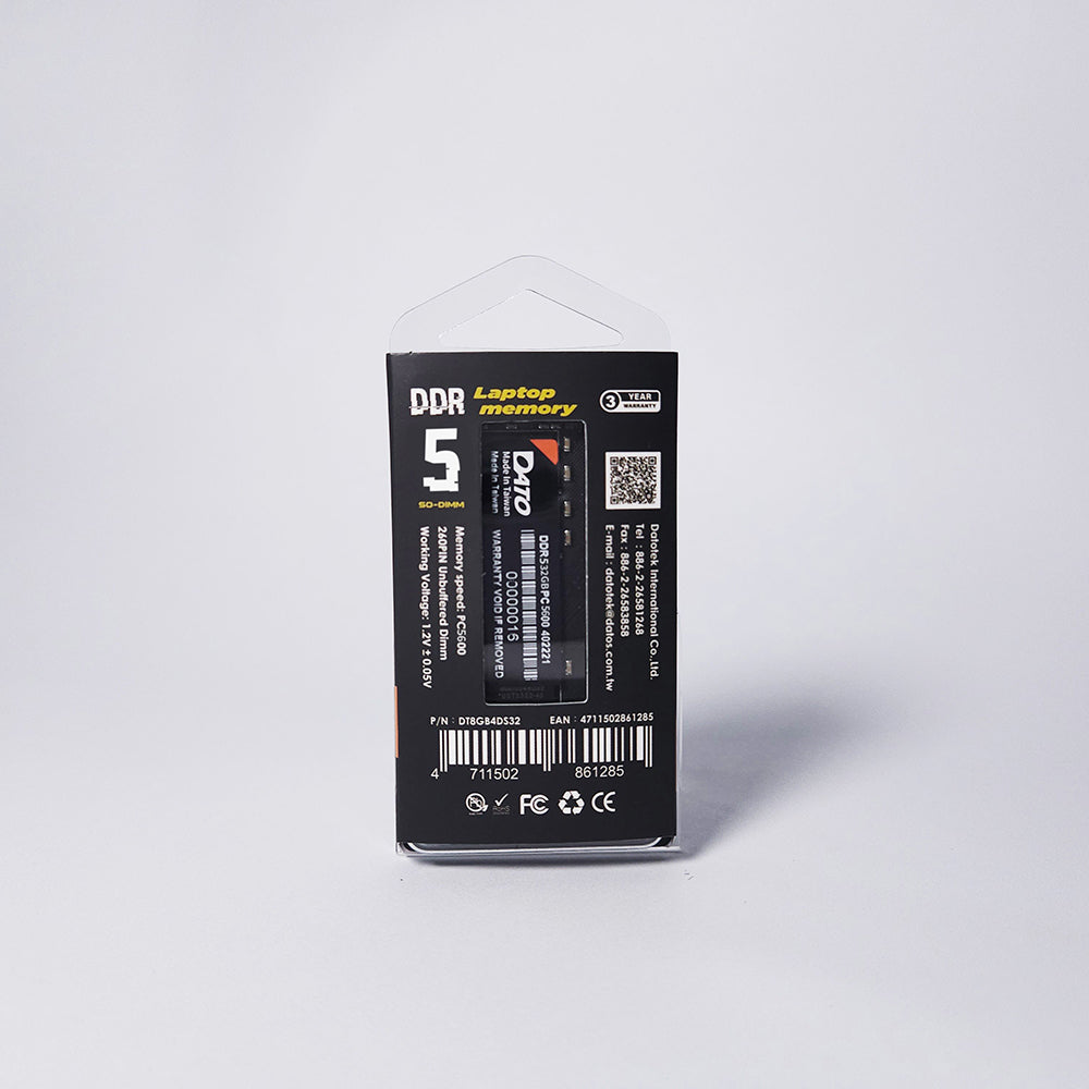 RAM-minne Dato, DDR5, 8GB, 5600Mhz, Svart DT8G5DS56