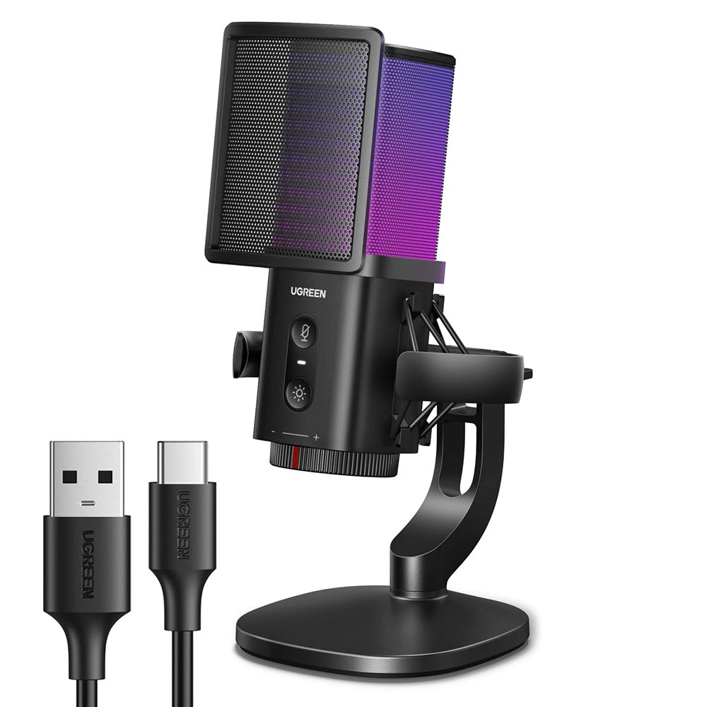 Kardioidmikrofon UGREEN CM581 (65629), RGB, USB-C, 1.5m, Svart