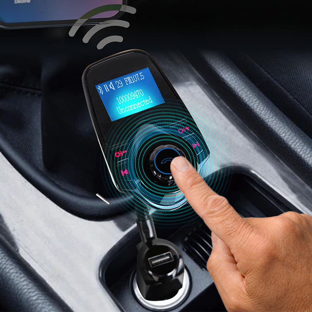 FM Bluetooth-modulator Techsuit MFM4, 1 x USB-A - 1 x 3,5 mm - 1 x microSD, Svart