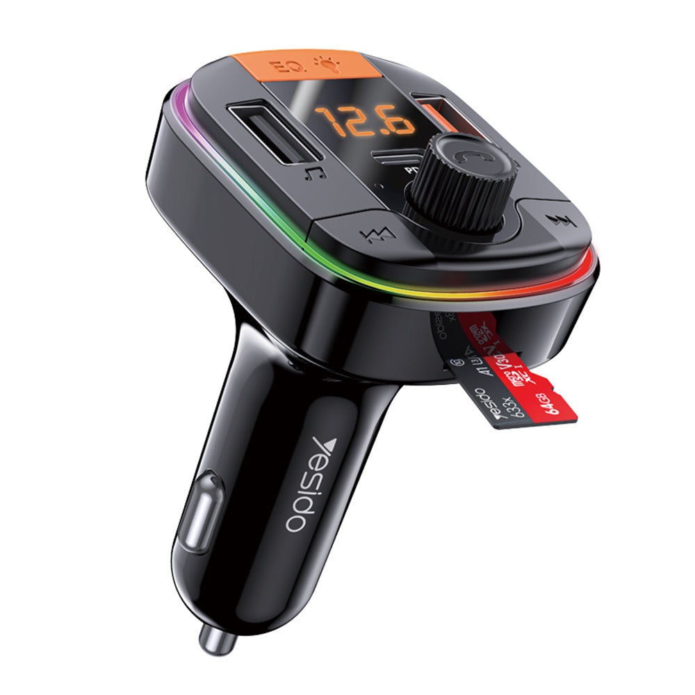 FM Bluetooth-modulator Yesido Y45, 2 x USB-A - 1 x USB-C - 1 x microSD