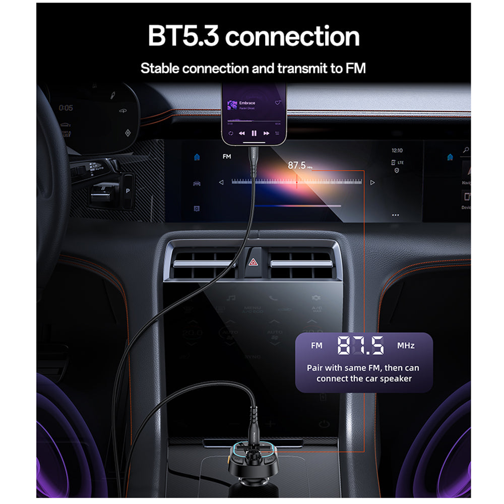 FM Bluetooth-modulator Yesido Y70, 2 x USB-A - 1 x USB-C
