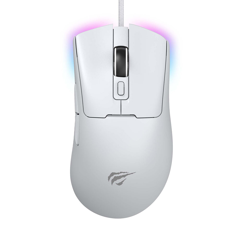 Gamingmus med kabel USB HAVIT MS966, RGB, 800DPI - 12000DPI, 1.6m, Hvit