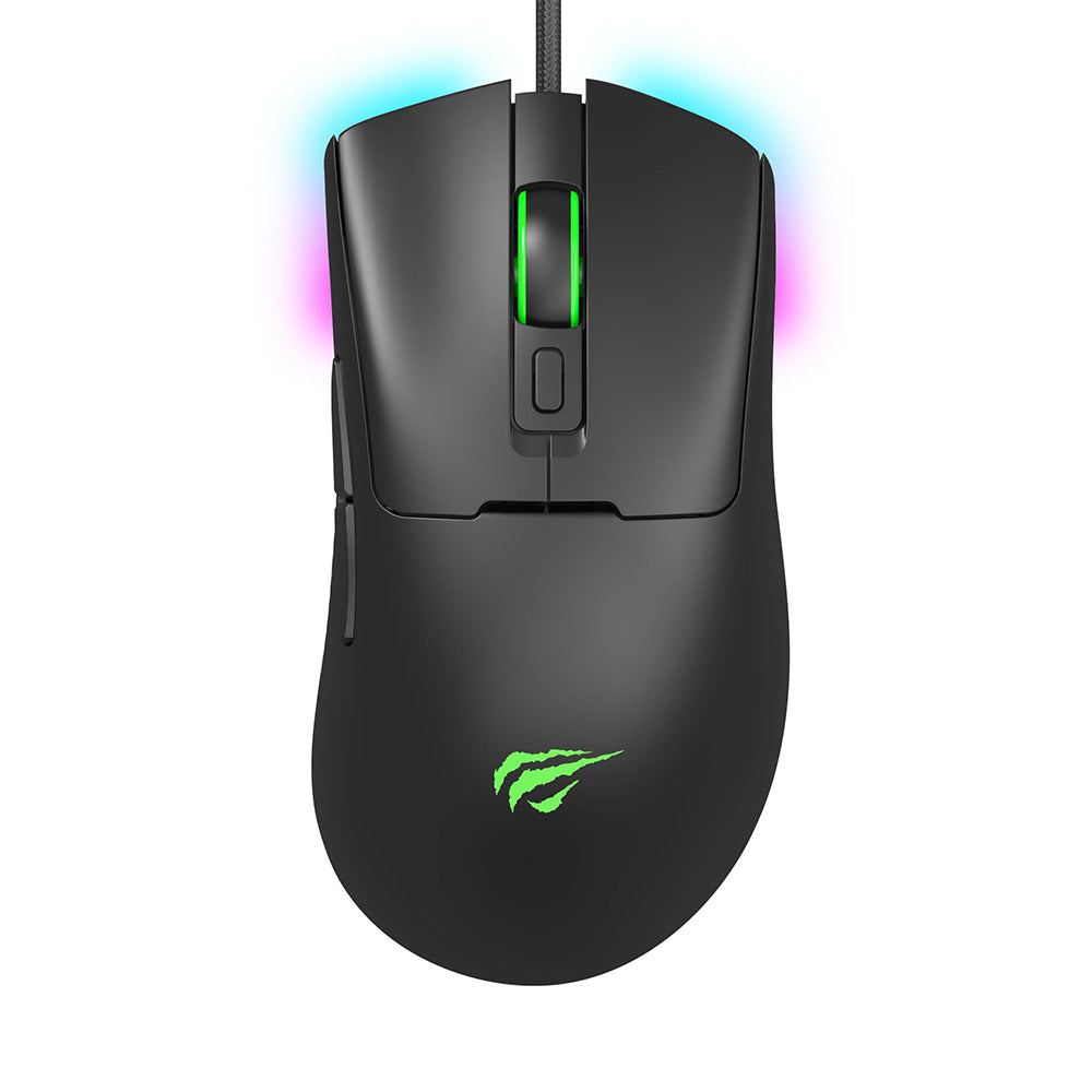 Gamingmus med kabel USB HAVIT MS966, RGB, 800DPI - 12000DPI, 1.6m, Svart