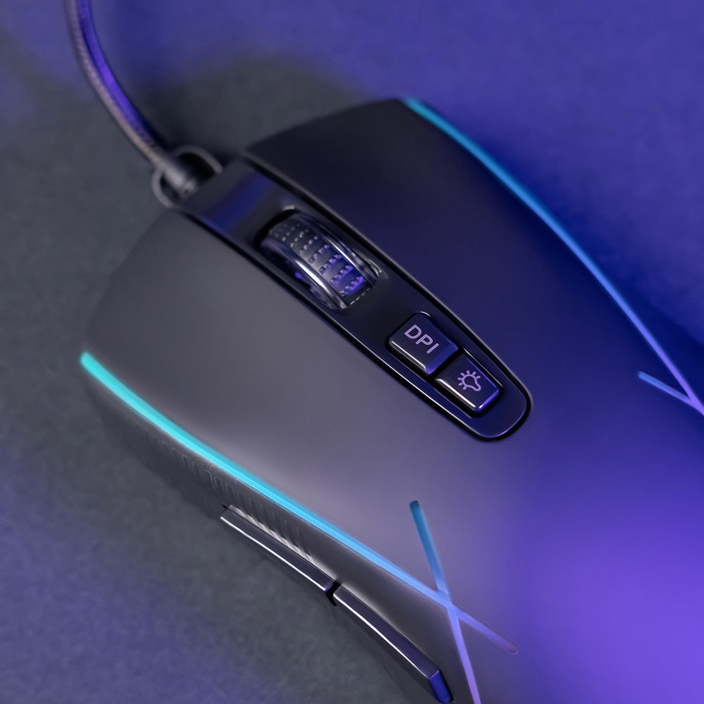 Gamingmus med kabel USB Proove Defiant, RGB, 7200DPI, Hvit CMDE00000101