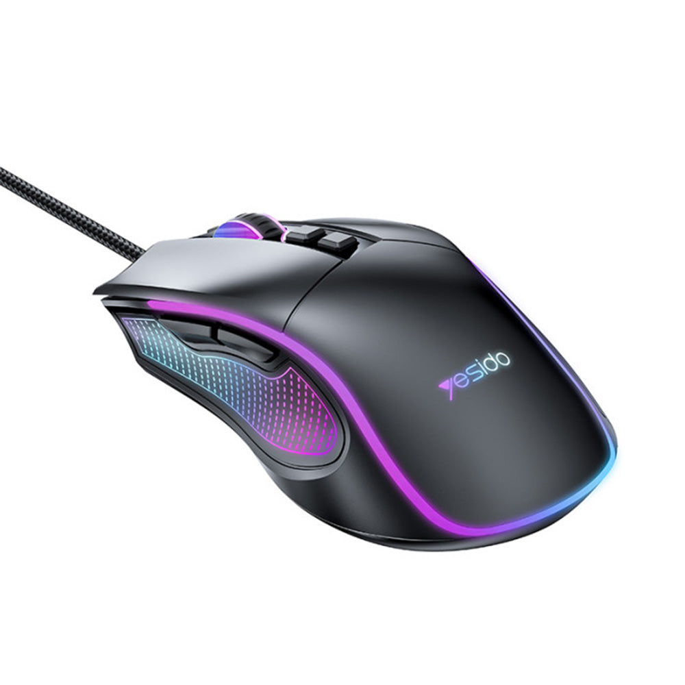 Gamingmus med kabel USB Yesido KB20, RGB, 1000DPI - 7200DPI, Svart