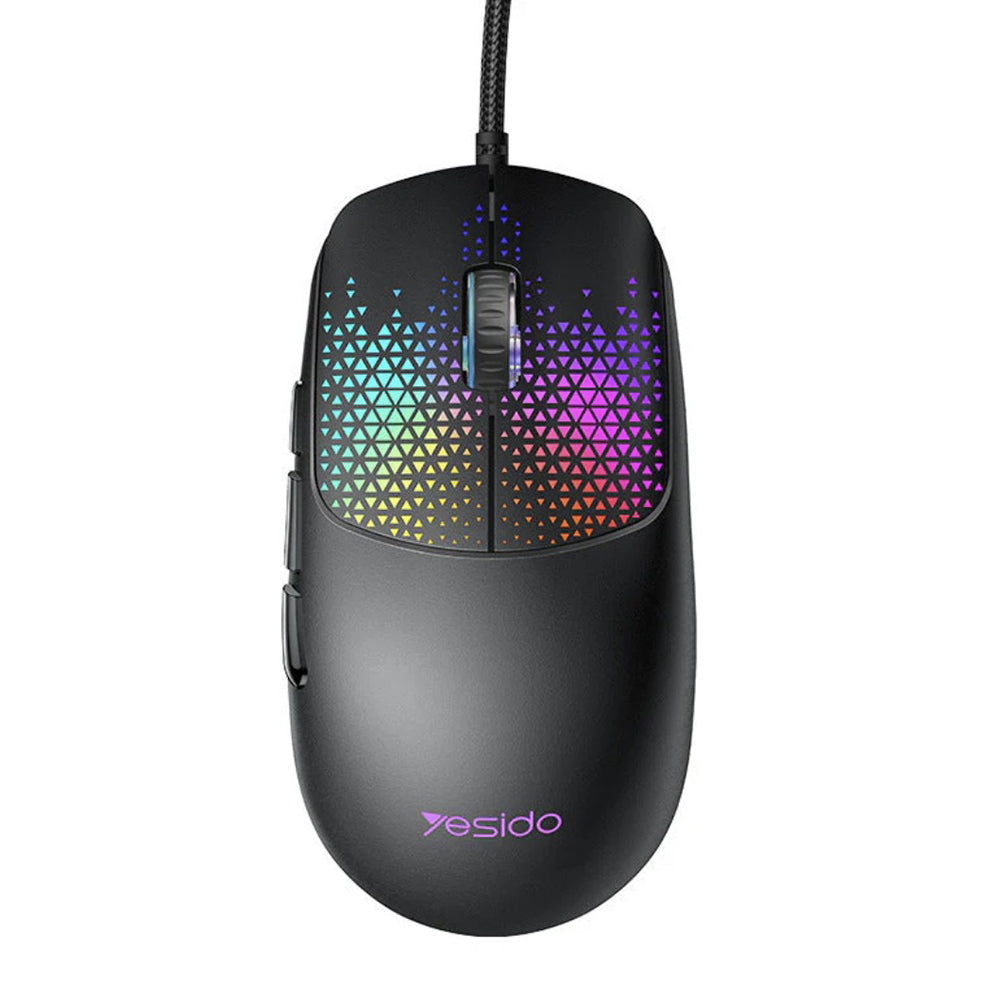 Gamingmus med kabel USB Yesido KB32, RGB, 7200DPI, Svart