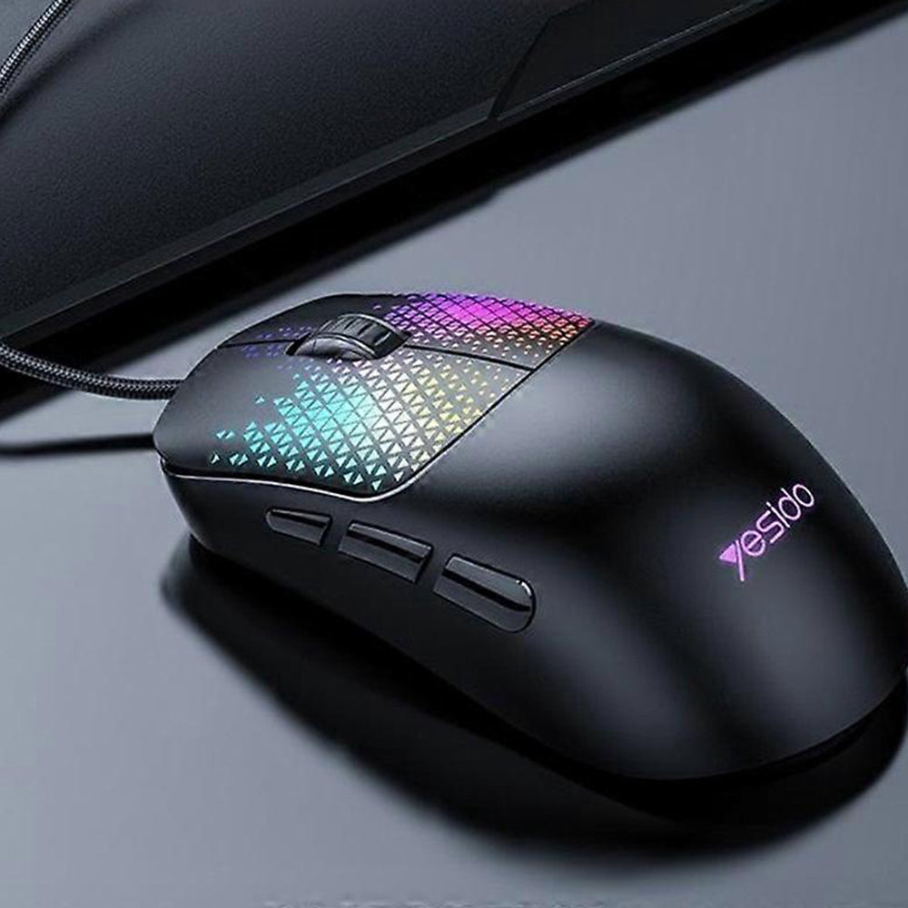Gamingmus med kabel USB Yesido KB32, RGB, 7200DPI, Svart