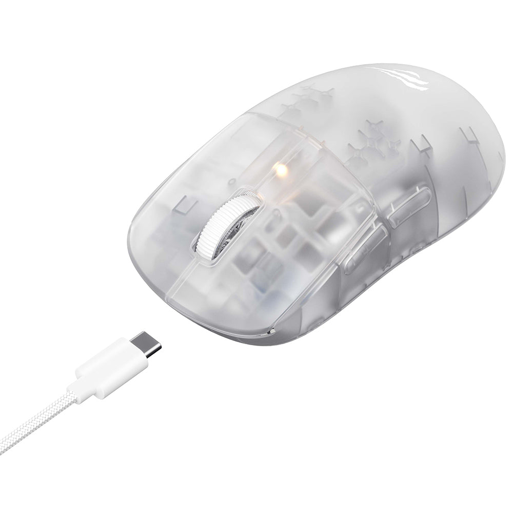 Gamingmus Trådløs HAVIT MS970WB Pro, 800DPI - 12000DPI, BT / Wi-Fi / Kablet, Transparent Hvit