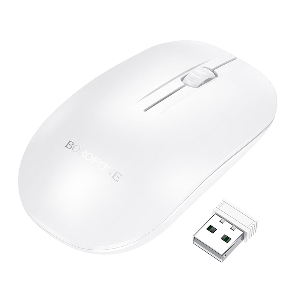 Trådløs Mus Borofone BG14 Planet, 1000DPI, BT / Wi-Fi, Hvit