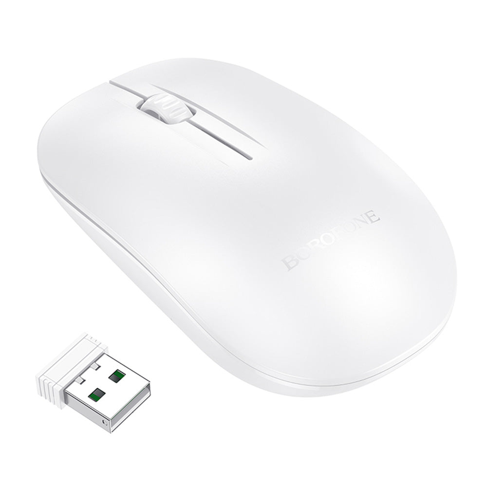 Trådløs Mus Borofone BG14 Planet, 1000DPI, BT / Wi-Fi, Hvit