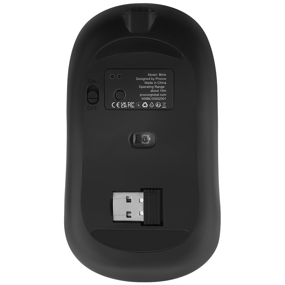 Trådløs Mus Proove Blink, RGB, 800DPI - 1600DPI, BT / Wi-Fi, Svart WMBL00002001