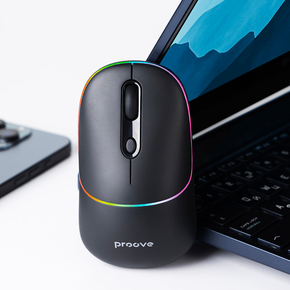 Trådløs Mus Proove Blink, RGB, 800DPI - 1600DPI, BT / Wi-Fi, Svart WMBL00002001