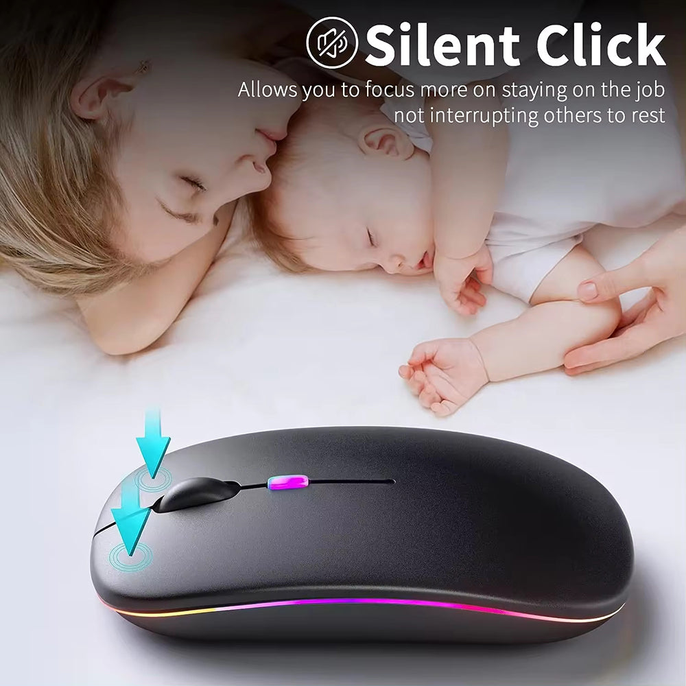 Trådløs mus Techsuit M1, RGB, 1600DPI, BT / Wi-Fi, Svart