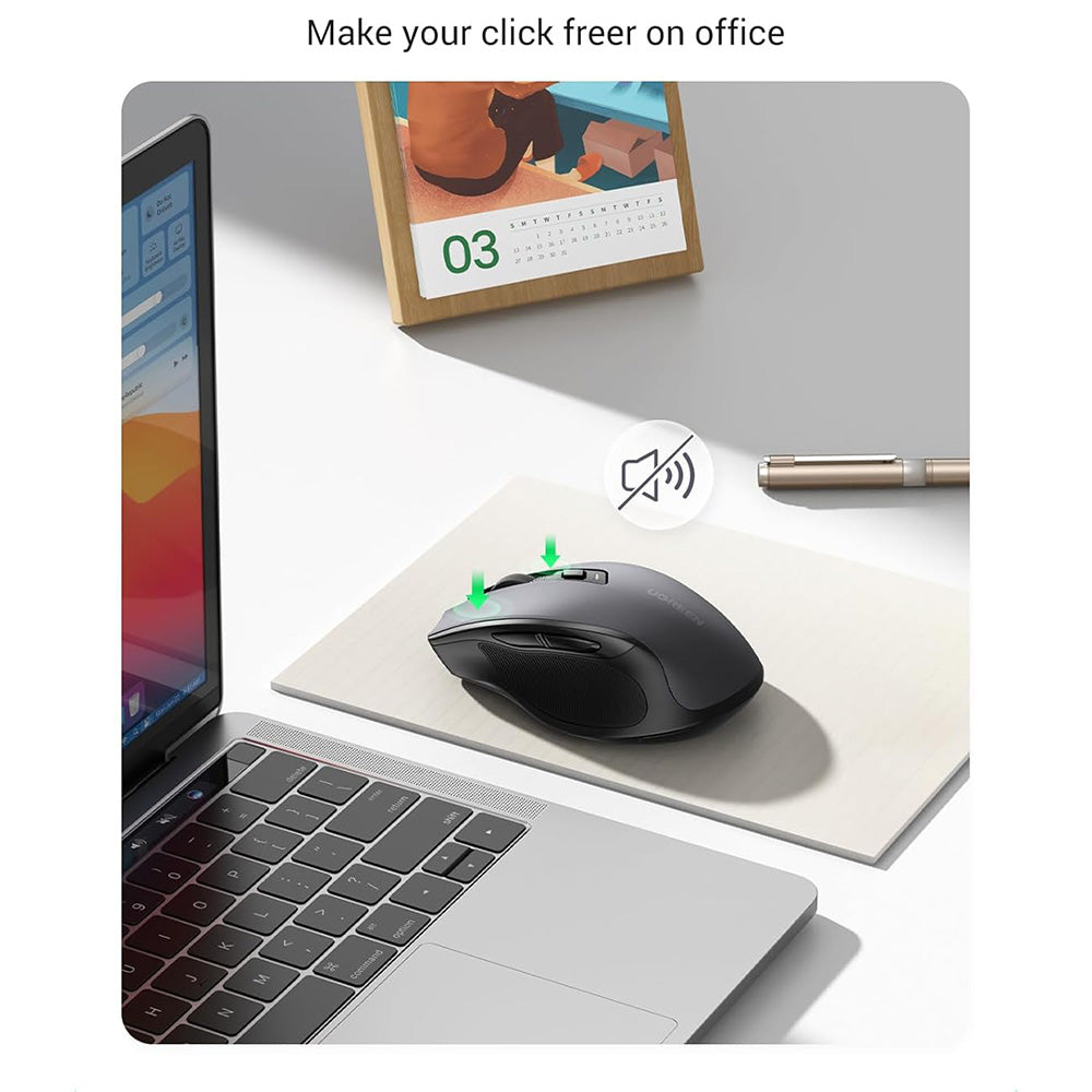 Mouse Wireless UGREEN MU006S (85082), 4000DPI, BT / Wi-Fi, Grå
