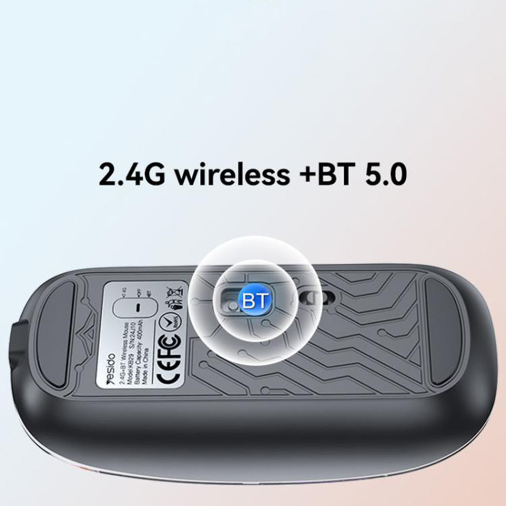 Trådløs mus Yesido KB29, 800DPI - 1600DPI, BT / Wi-Fi, Hvit