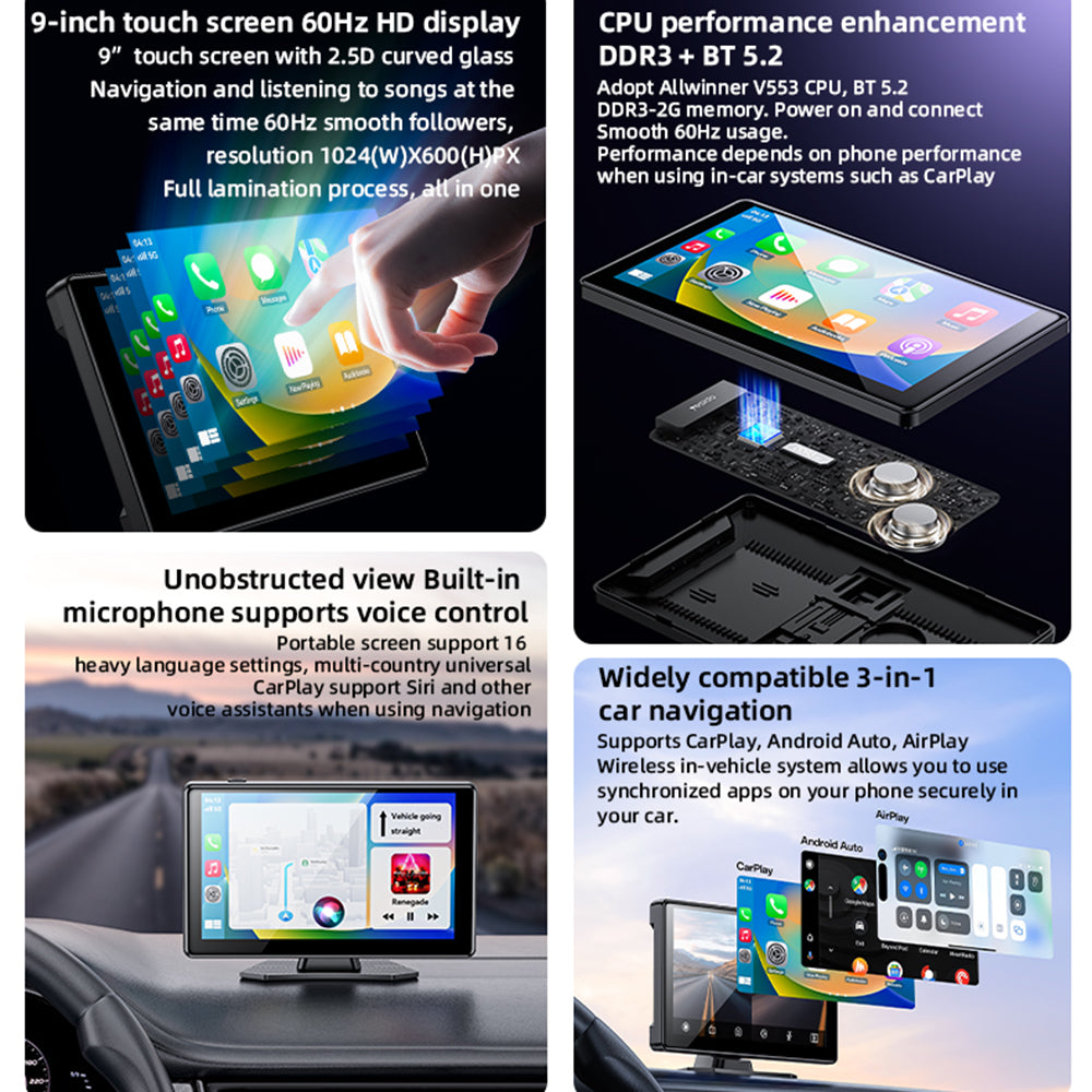 Navigasjon Auto Yesido KM18, Wi-Fi, 9 tommer
