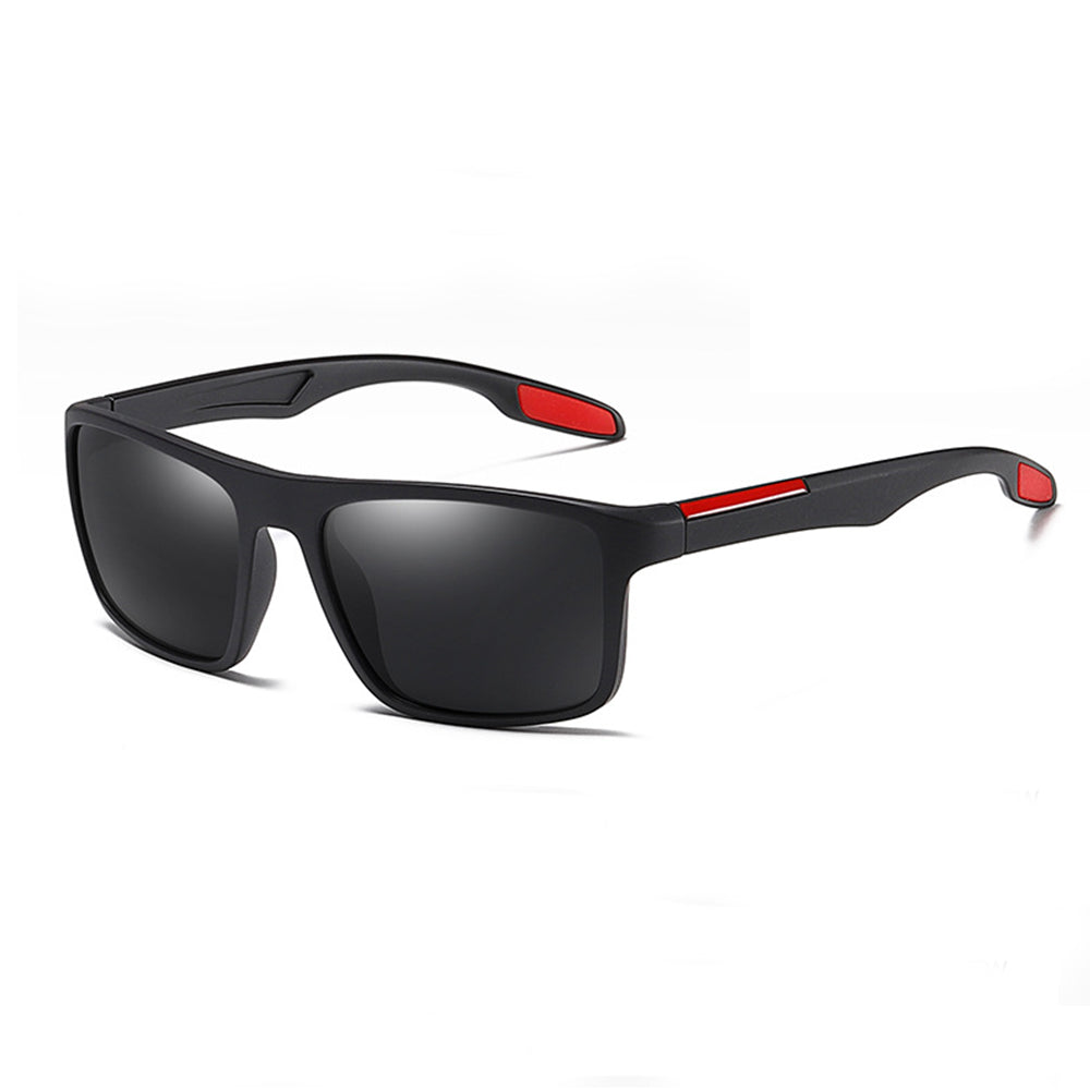 Herre solbriller Techsuit TR90 (MM101), polariserte, UV-beskyttelse, matte svarte og røde