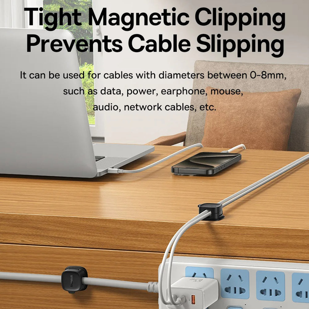 Baseus Lite Magnetic Kabelorganisator, Sett med 3 Stykker, Svart B01331106111-00