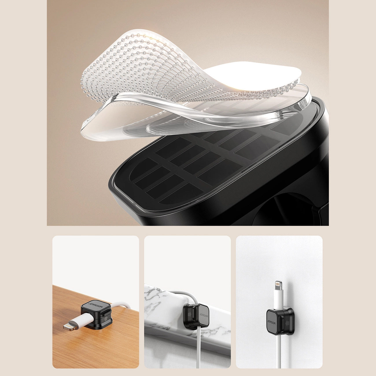 Kabelorganisator Joyroom JR-ZS368, Sett med 6 Stykker, Svart