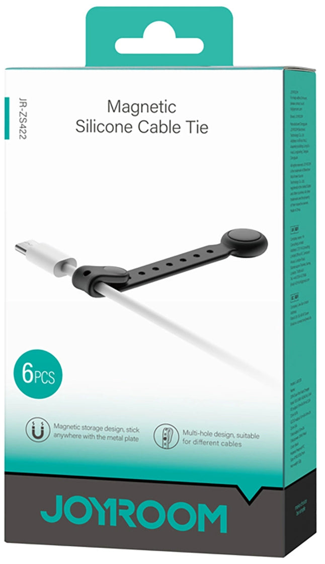 Kabelorganisator Joyroom JR-ZS422, Magnetisk, Sett med 6 Stykker, Svart