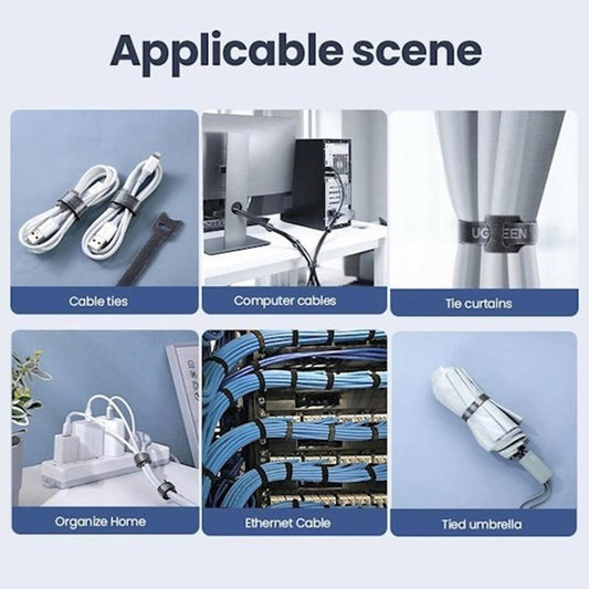 Kabelorganisator UGREEN LP401, Velcro, Sett med 3 stykker, Svart