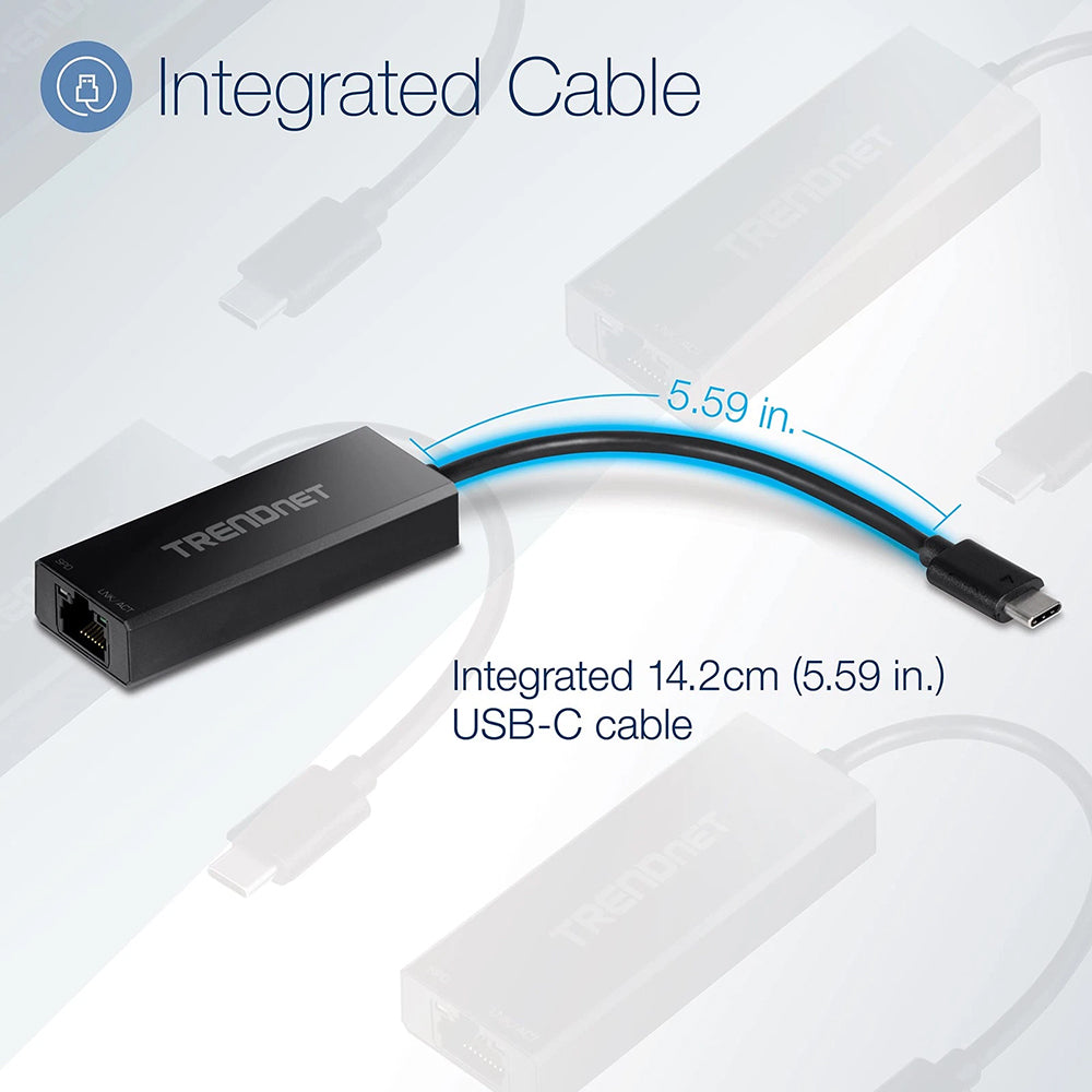 Techsuit AC20 nettverkskort, RJ45, USB-C, Svart