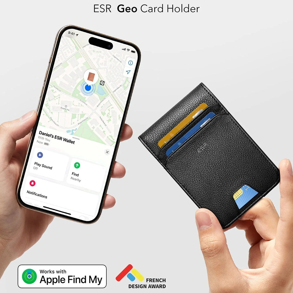 ESR Classic Geo lommebok med Find My-funksjon og RFID-beskyttelse, svart, forseglet på nytt