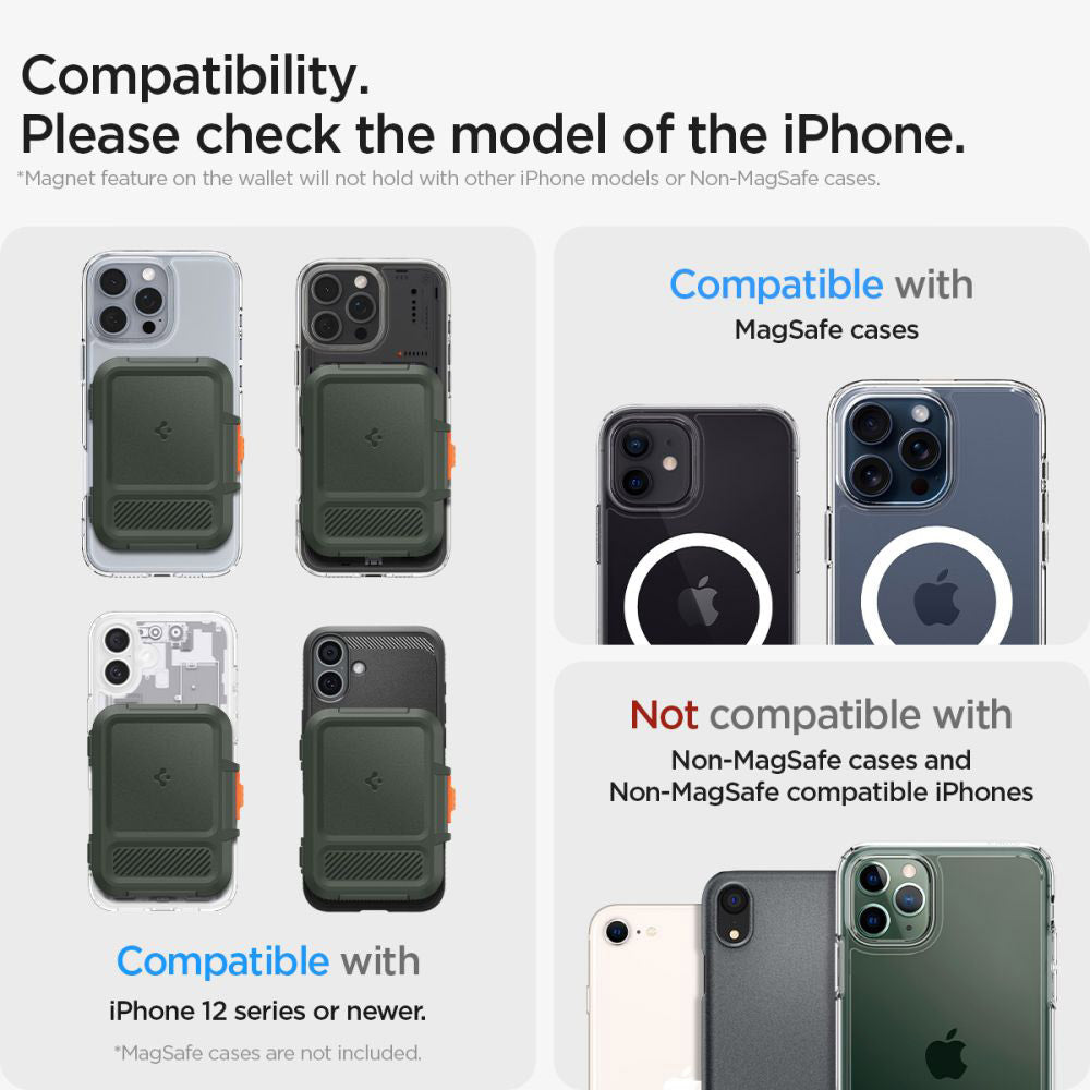 Magsafe lommebok, Spigen, Lock Fit, grønn AFA08528