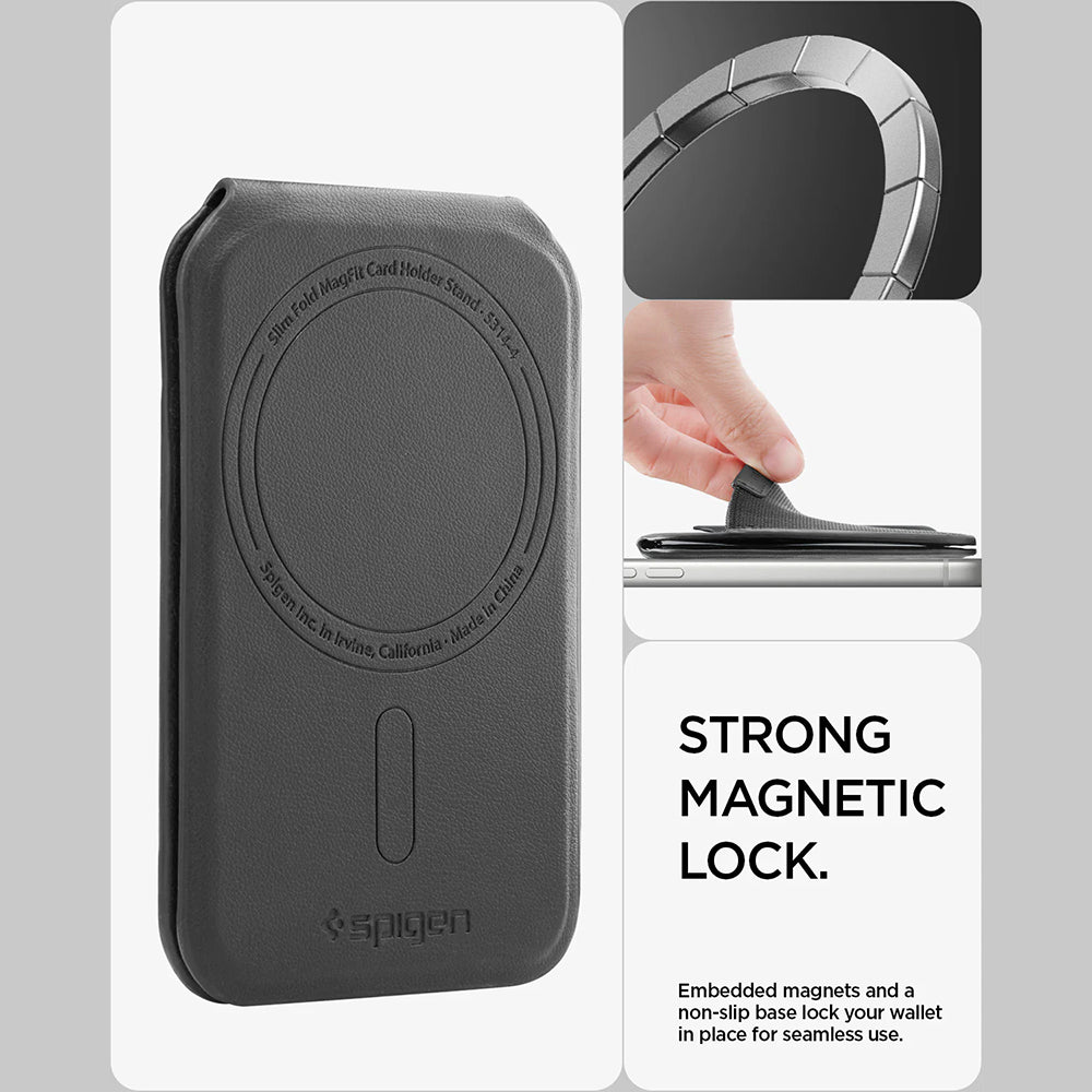 MagSafe-lommebok, Spigen, Slim Fold Tripod S314-4, Svart AFA11591
