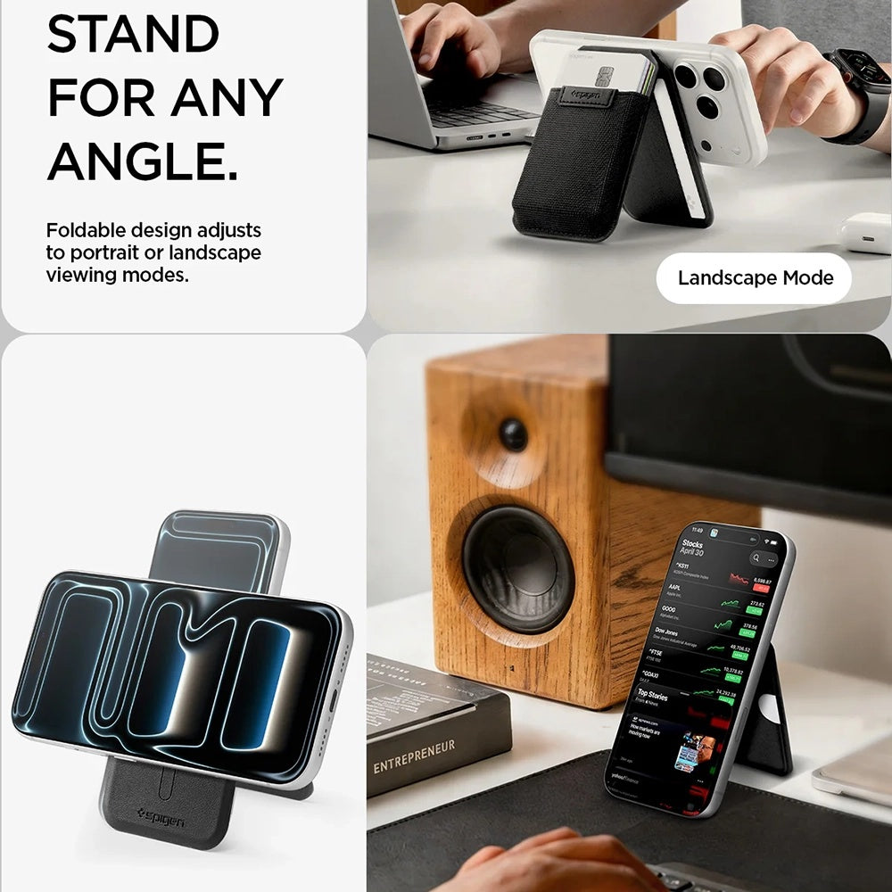 MagSafe-lommebok, Spigen, Slim Fold Tripod S314-4, Svart AFA11591