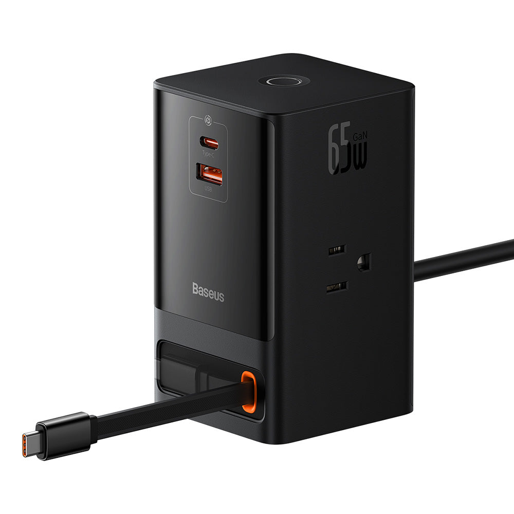 Baseus PowerCombo US forlengelseskabel, 3 x stikkontakter - 1 x USB-A - 2 x USB-C, svart PSLR000101