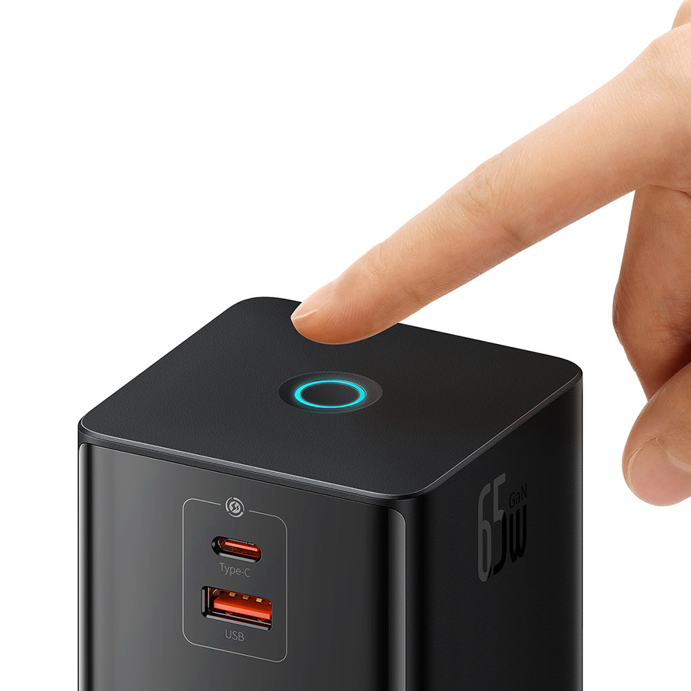 Baseus PowerCombo US forlengelseskabel, 3 x stikkontakter - 1 x USB-A - 2 x USB-C, svart PSLR000101