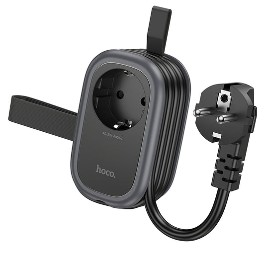 Skjøteledning HOCO NS6, 12W, 2,4A, 2 x USB-A - 1 x USB-C - 1 x Schuko, Svart