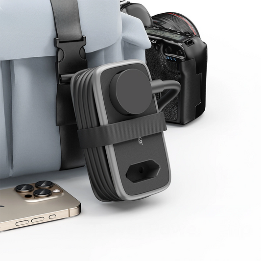 Orico APP skjøteledning, 2 x Schuko - 2 x USB-A - 1 x USB-C, Svart Grå