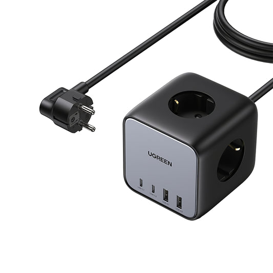 UGREEN CD268 Skjøteledning, 65W, 4,5A, 2 x USB-A - 2 x USB-C - 3 x Schuko, grå