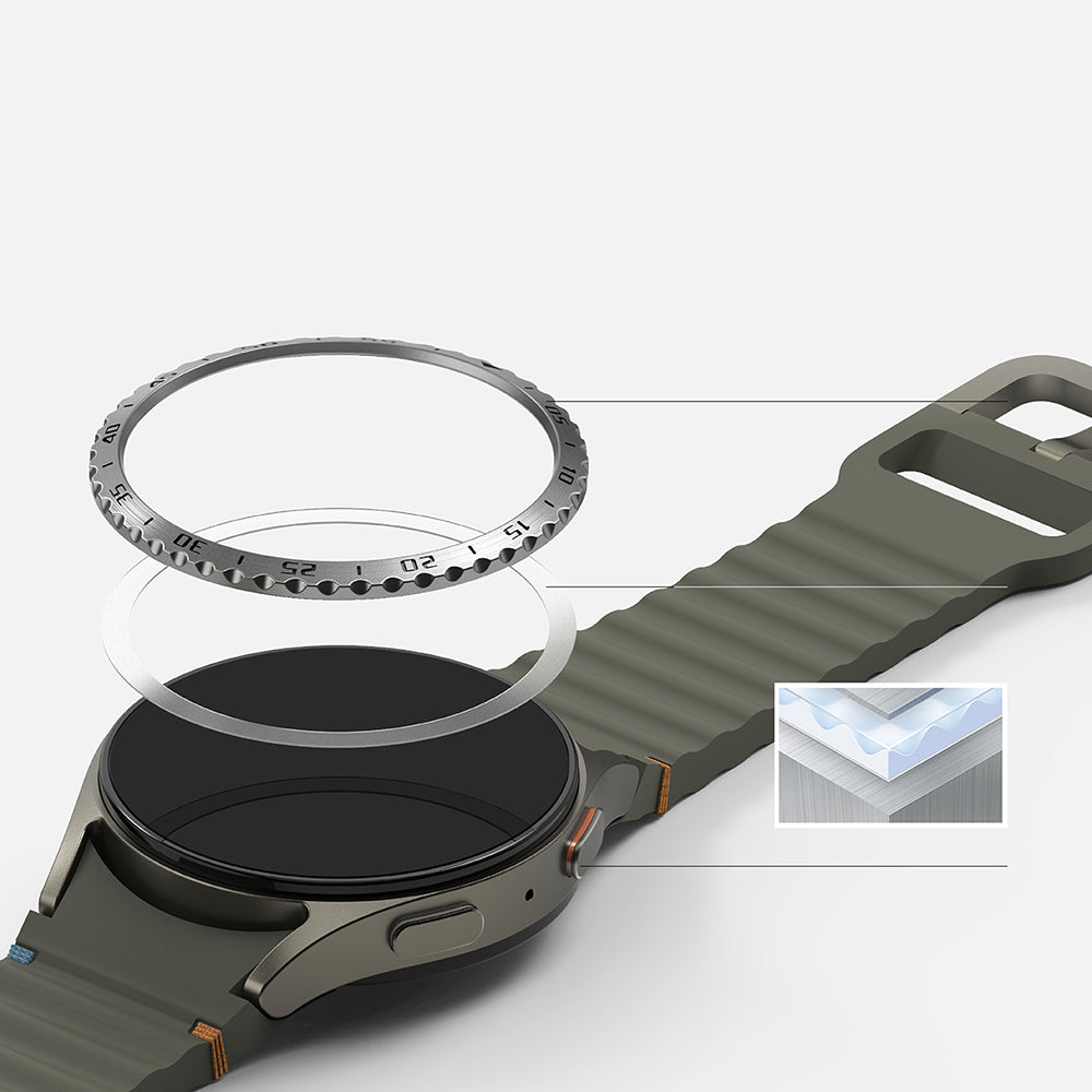 Ringke Styling beskyttelsesramme for Samsung Galaxy Watch7 44mm, Modell 5, Sølv