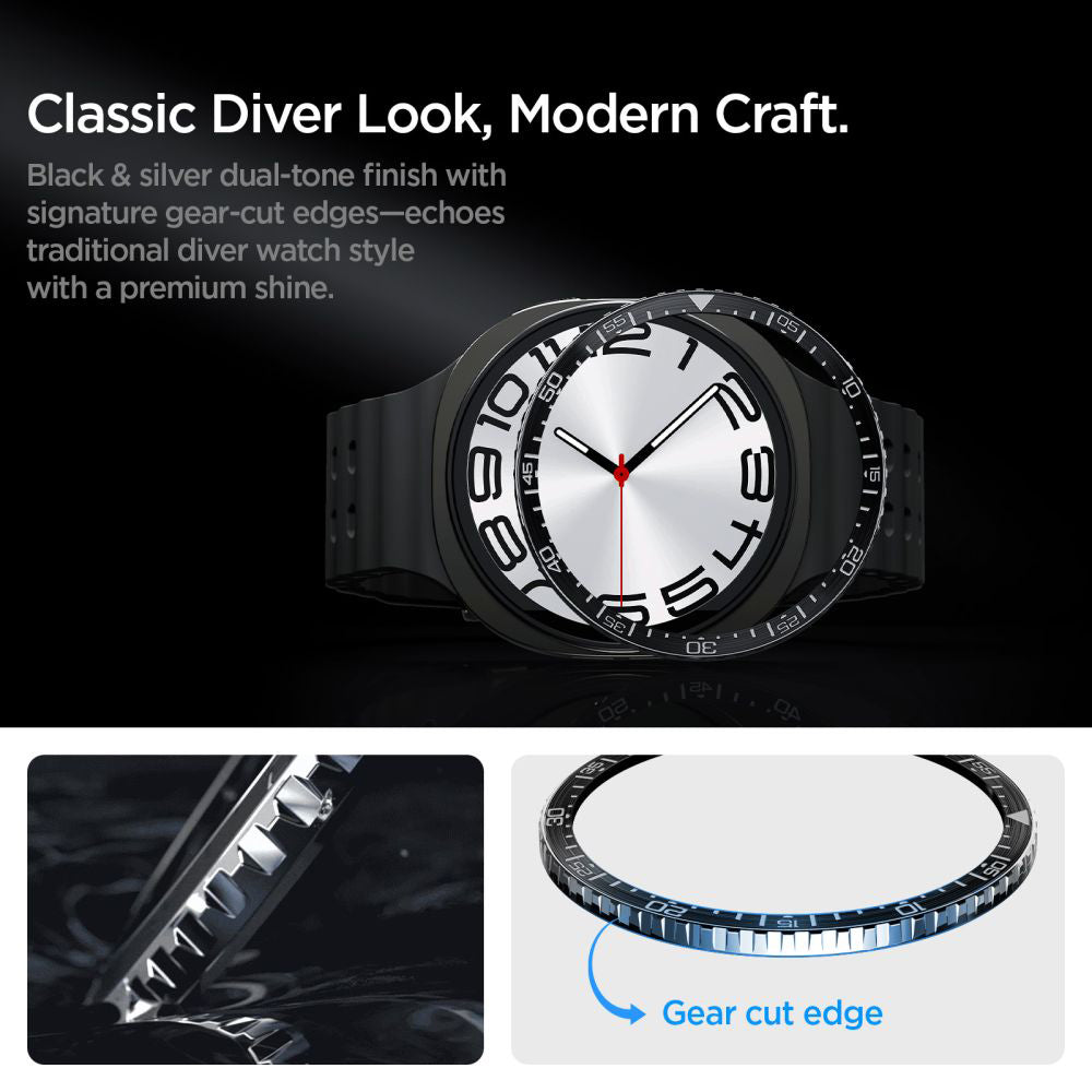 Spigen Tune Diver beskyttelsesramme for Samsung Galaxy Watch8 44mm, Svart ACS10008