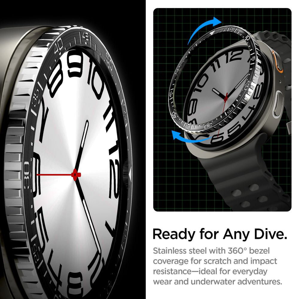 Spigen Tune Diver beskyttelsesramme for Samsung Galaxy Watch8 44mm, Svart ACS10008