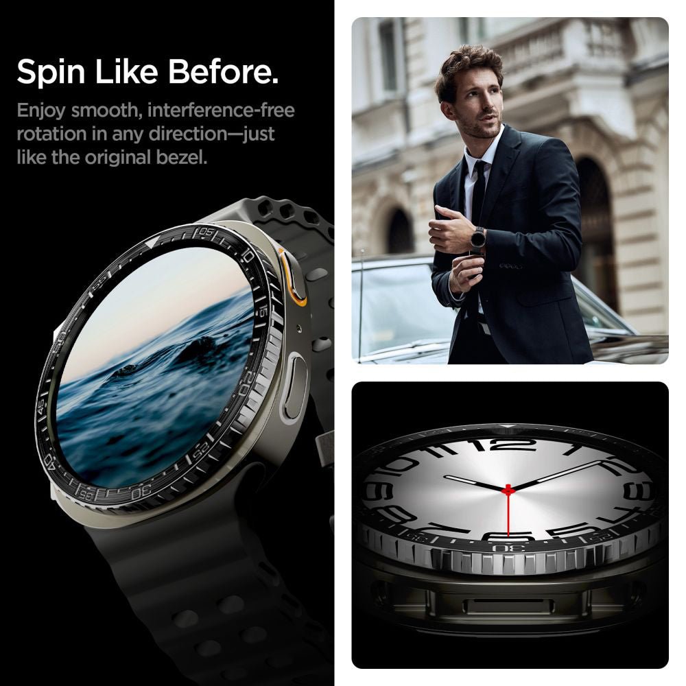 Spigen Tune Diver beskyttelsesramme for Samsung Galaxy Watch8 44mm, Svart ACS10008