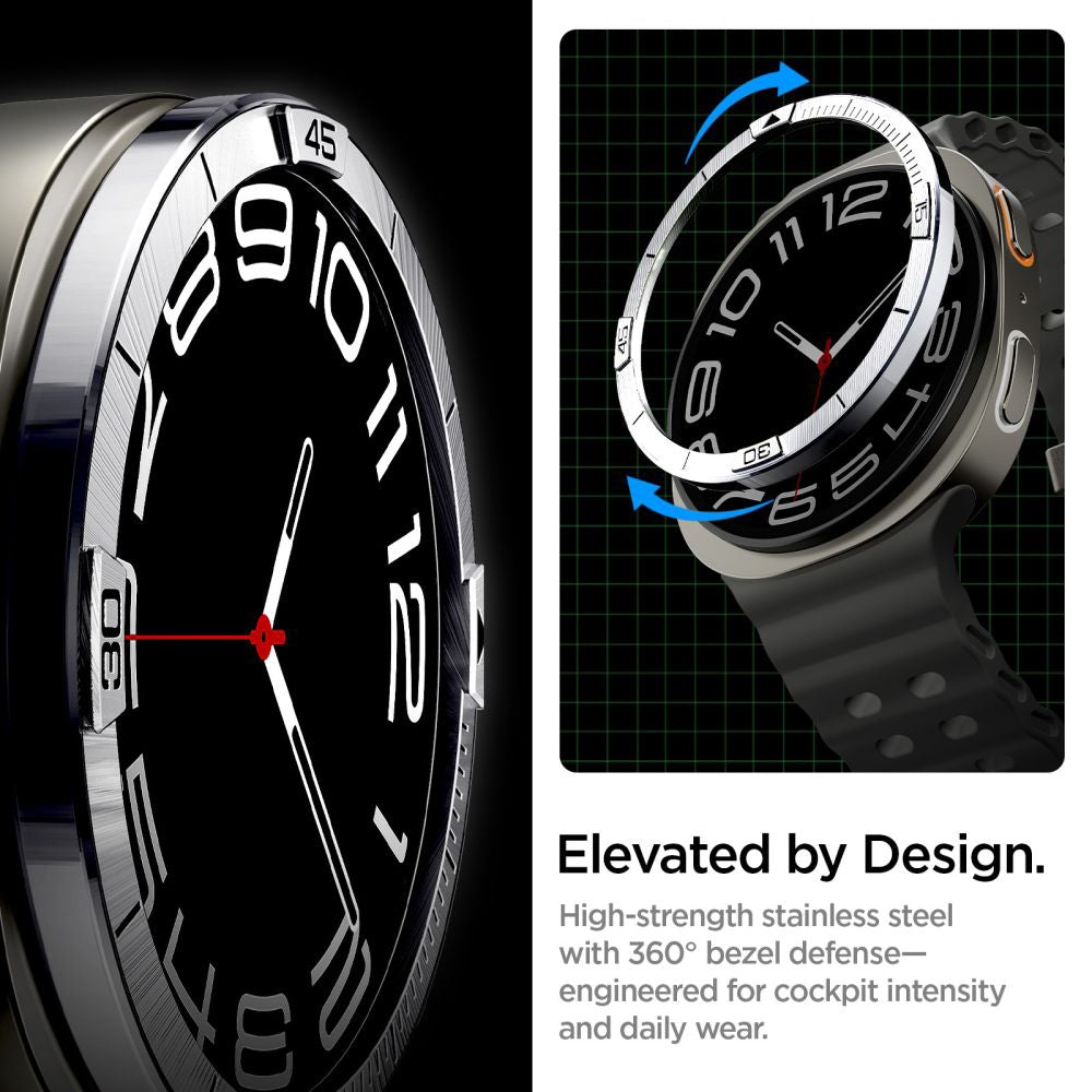 Spigen Tune Pilot Beskyttelsesramme for Samsung Galaxy Watch8 44mm, Sølv ACS10009
