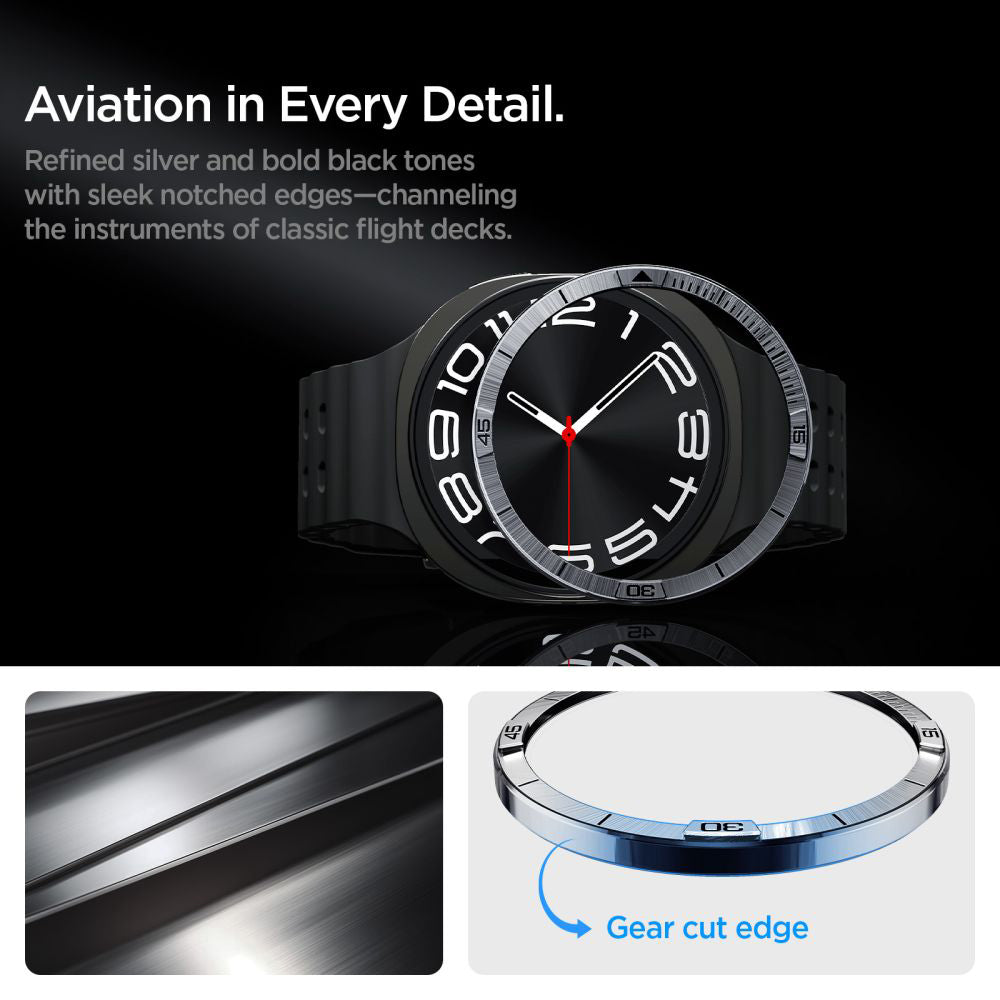 Spigen Tune Pilot Beskyttelsesramme for Samsung Galaxy Watch8 44mm, Sølv ACS10009