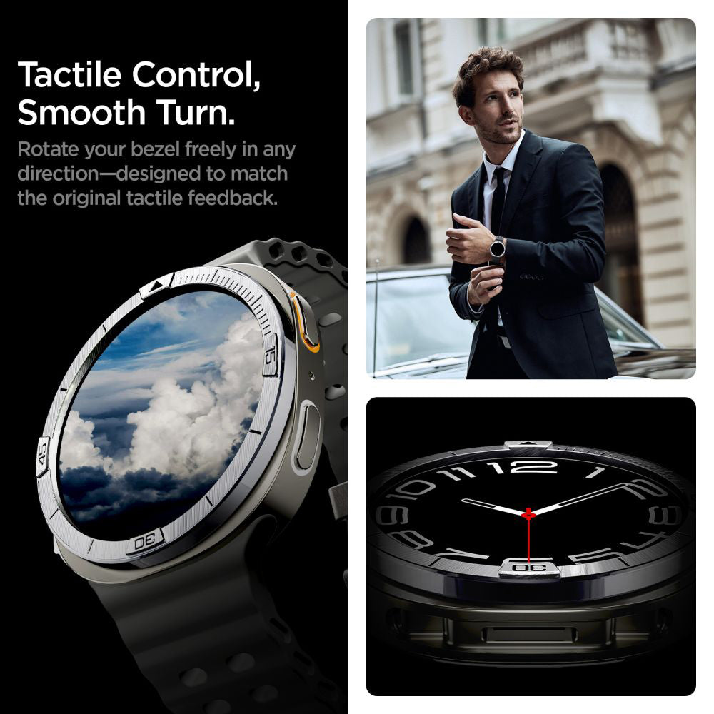 Spigen Tune Pilot Beskyttelsesramme for Samsung Galaxy Watch8 44mm, Sølv ACS10009