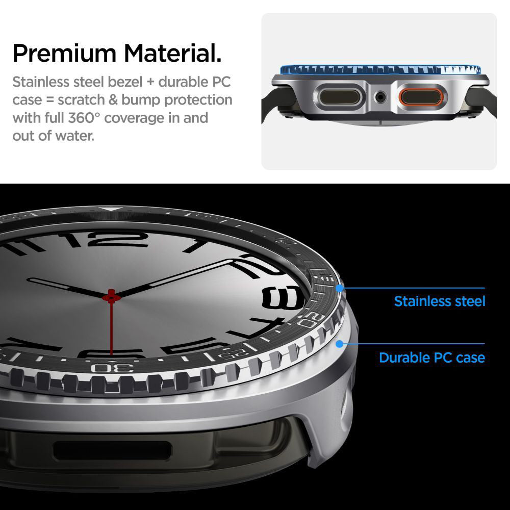 Spigen Tune Pro Diver beskyttelsesramme for Samsung Galaxy Watch8 44mm, Svart