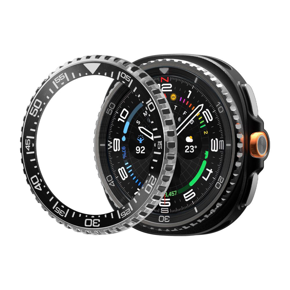 Spigen Tune Pro Diver beskyttelsesramme for Samsung Galaxy Watch8 Classic, Svart ACS10016